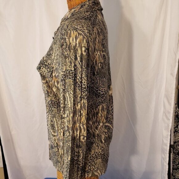 Ladies TABI Simply Classic Paisley Button Down Shirt w/Front Pockets - S/P - Picture 2 of 4
